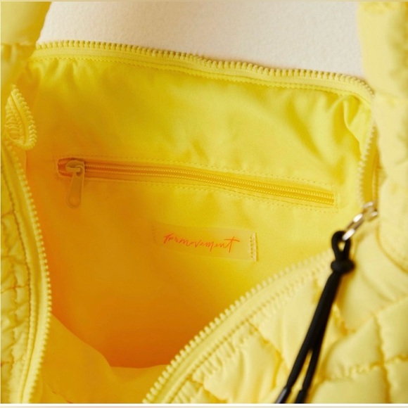 NWT Free People Movement Quilted Carryall Bag in Sour Citrus Sun Yellow New - Picture 6 of 10
